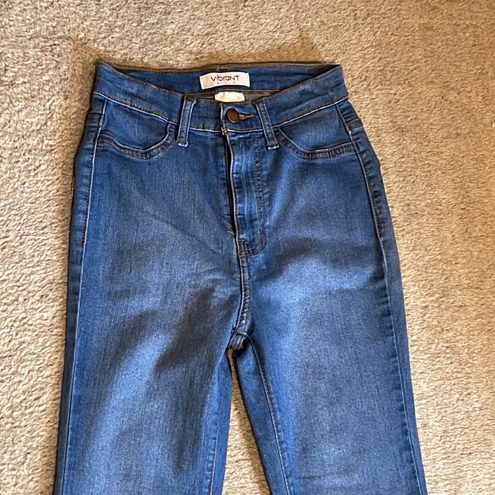 Vibrant Blue Flare Jeans - Picture 3 of 7